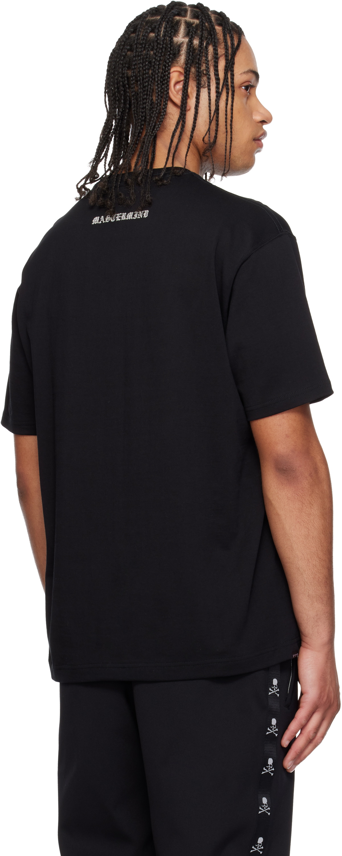 mastermind JAPAN Black Glass Beaded Loopwheel T-shirt