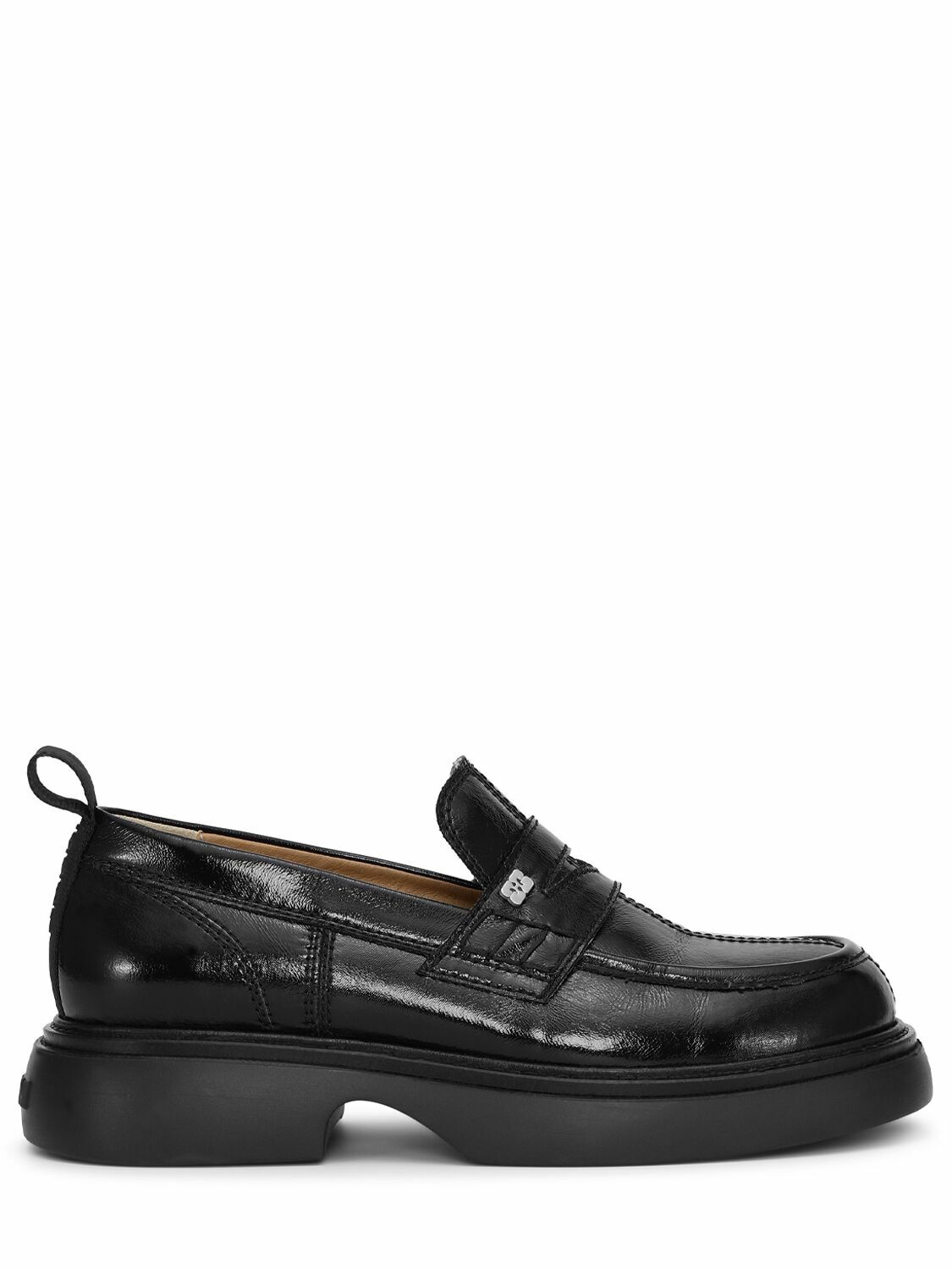 Ganni Black Patent Leather Men\'s Loafers with Brown Soles Ganni 50 Brown Patent Leather Loafers - Chocolate | Editorialist main image 4