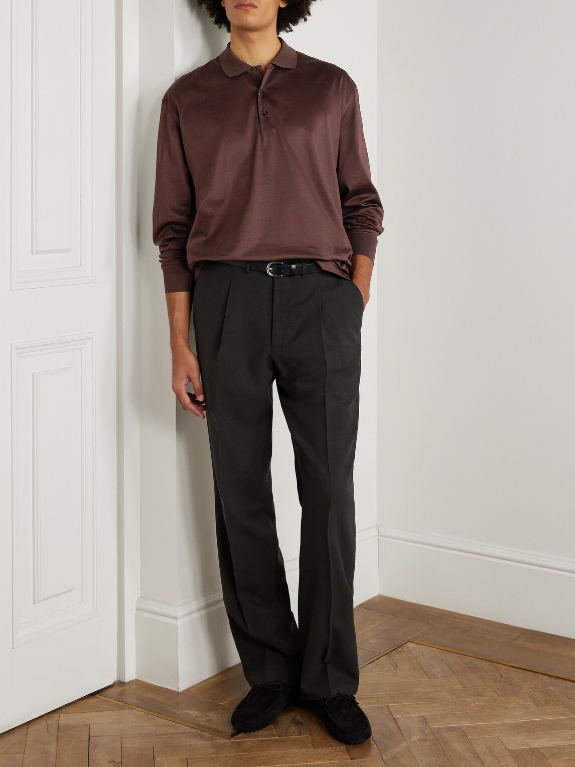 Charvet - Cotton-Sateen Polo Shirt - Brown