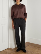 Charvet - Cotton-Sateen Polo Shirt - Brown