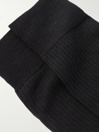 John Smedley - Rowsely Ribbed Merino Wool-Blend Socks - Black