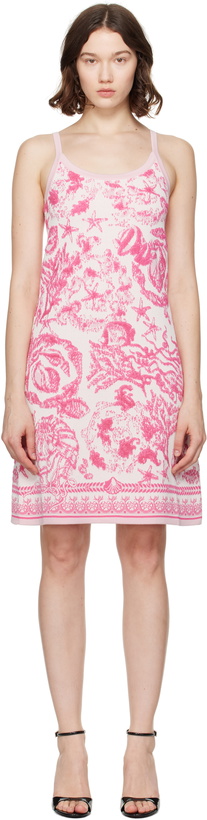 Photo: Versace Pink Underwater Barocco A-Line Knit Minidress