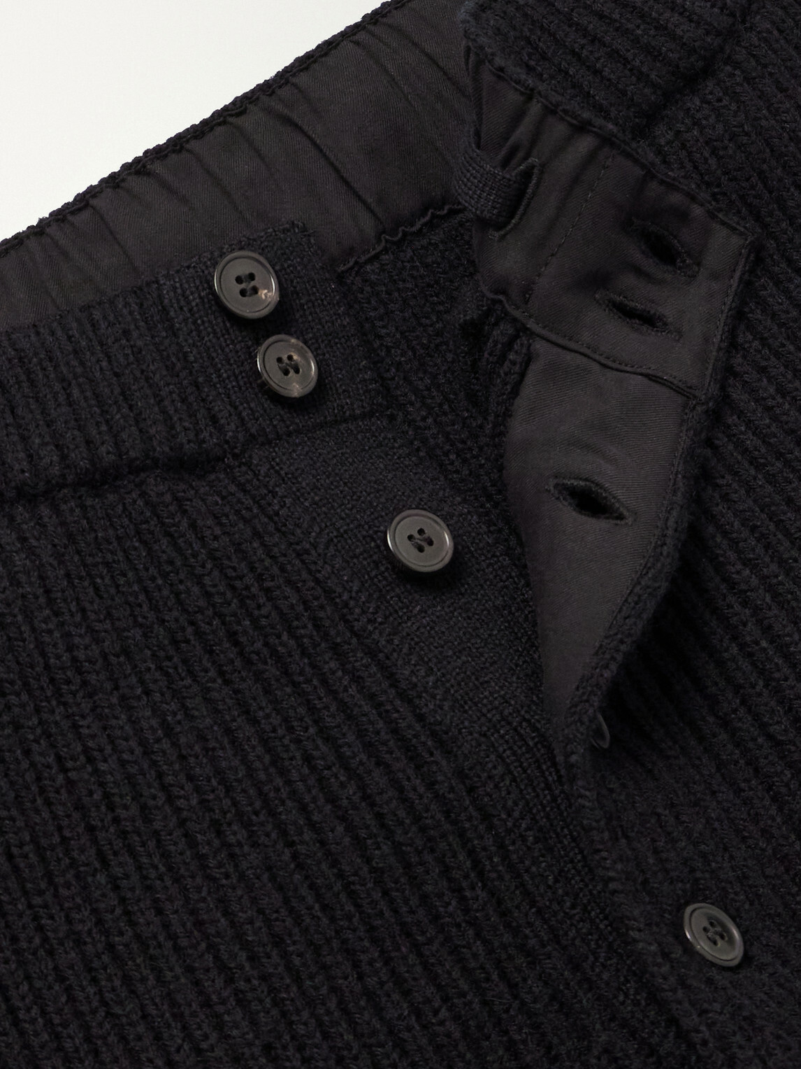 Dries Van Noten - Meru Tapered Ribbed Wool Sweatpants - Black