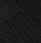 Sunspel - Ribbed Merino Wool Socks - Black
