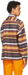 Phlemuns Brown Striped Button Up Pocket Shirt