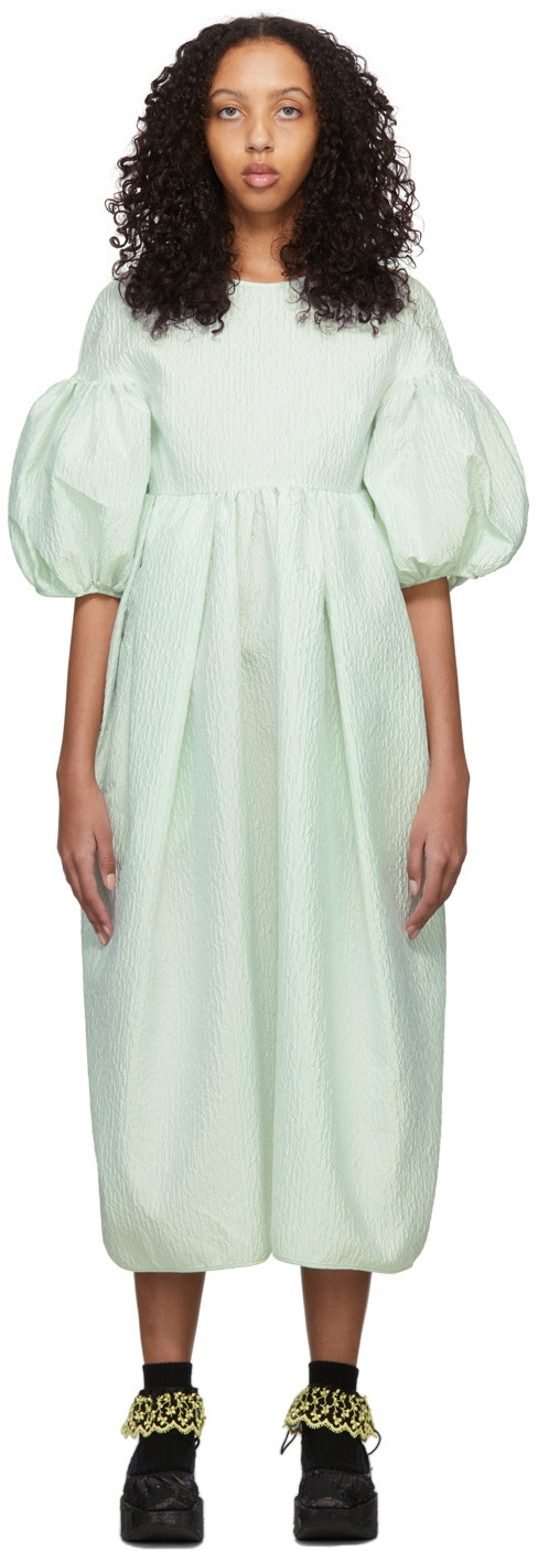 cecilie bahnsen green dress Cecilie Bahnsen Valentina One-shoulder Bow-detailed Cotton-poplin Dress - Women - Green Dresses
