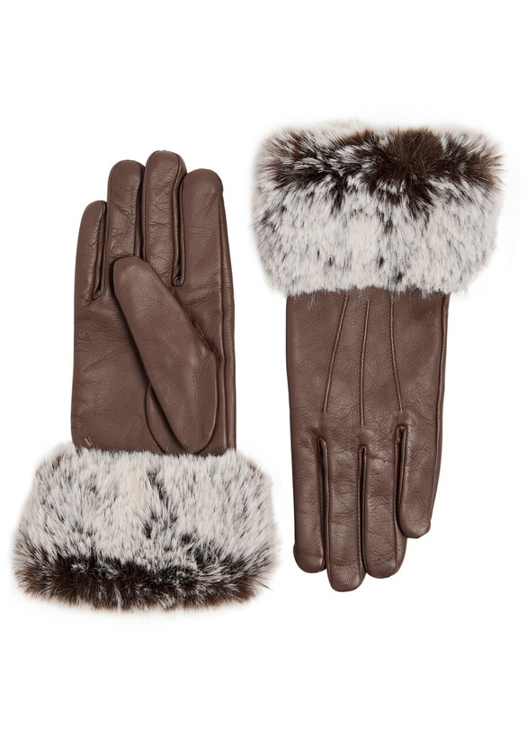 Photo: Dents Sarah Faux Fur-trimmed Leather Gloves Brown
