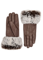 Dents Sarah Faux Fur-trimmed Leather Gloves Brown