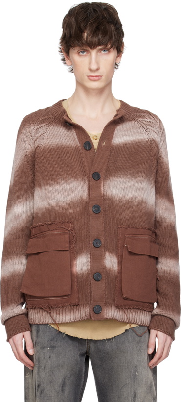 Photo: Edward Cuming Brown Cotton Tyre Track Washed Cardigan