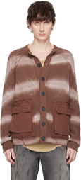 Edward Cuming Brown Cotton Tyre Track Washed Cardigan