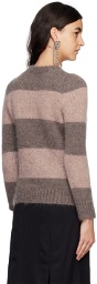 Raf Simons Taupe & Pink Stripe Sweater