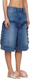 Simone Rocha Blue Ruffle Frill Denim Board Shorts