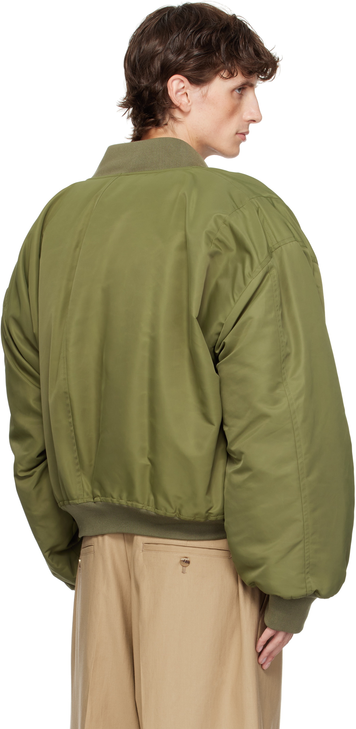 Hed Mayner Khaki Nylon Bomber Jacket Hed Mayner