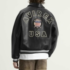 Avirex Men's Icon Leather Jacket in Jet Black