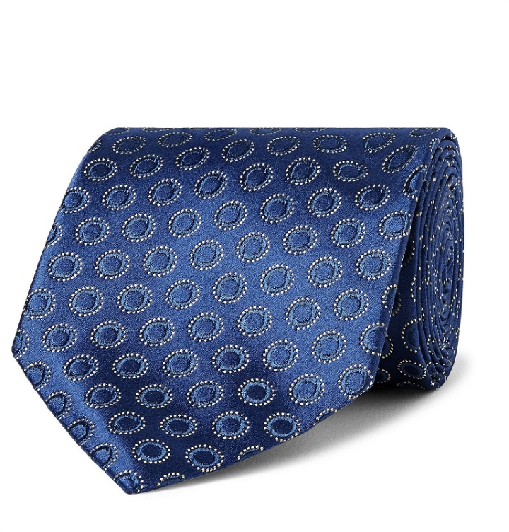 Photo: Charvet - 8.5cm Embroidered Silk Tie - Blue
