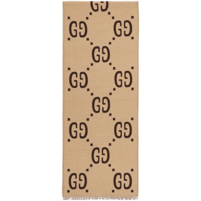 Photo: Gucci Brown and Beige GG Jacquard Freedom Scarf