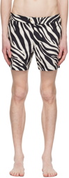 TOM FORD Black & Beige Zebra Swim Shorts