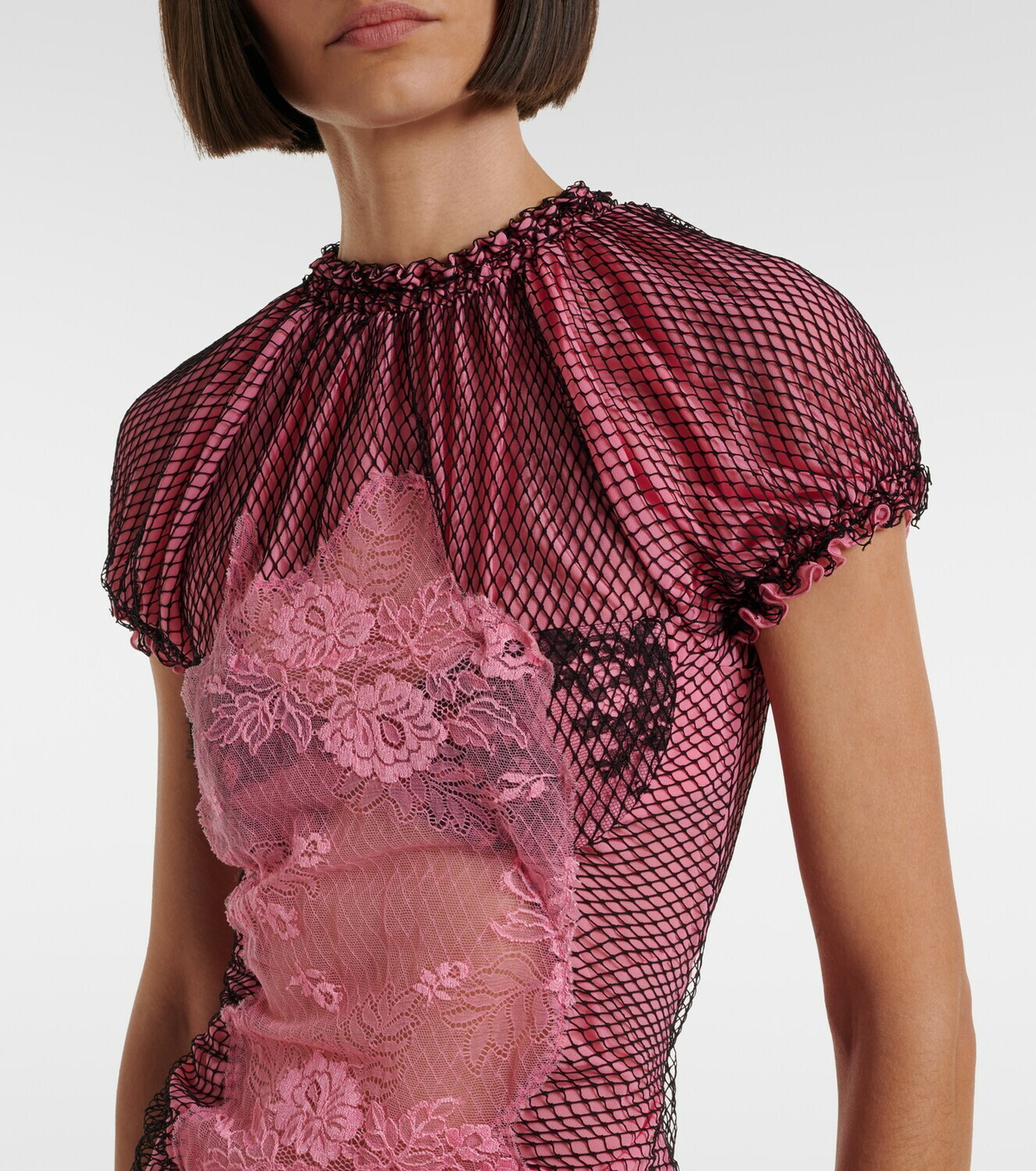 The Attico Sheer lace and mesh maxi dress