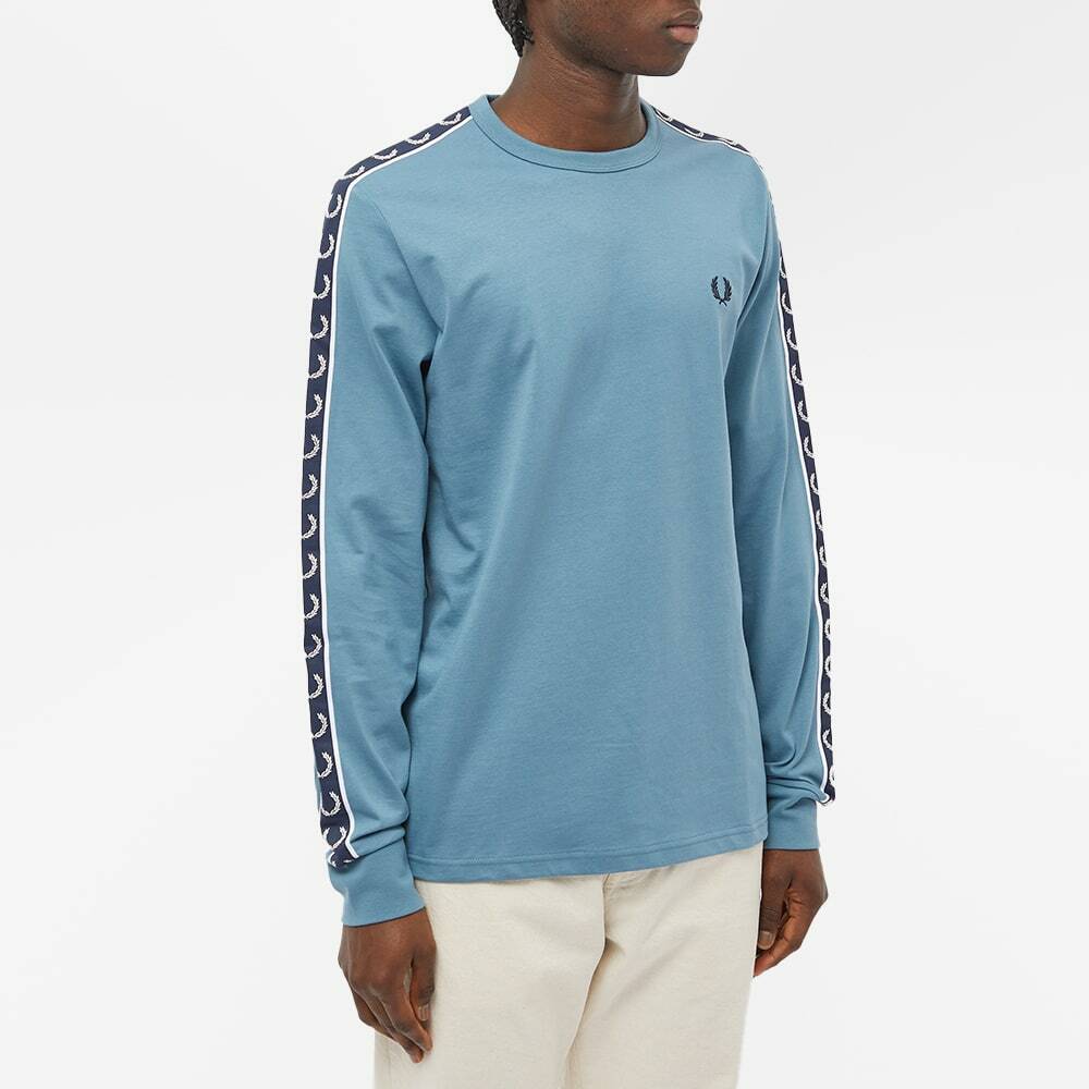 Fred Perry Men's Long Sleeve Taped T-Shirt in Ash Blue Fred
