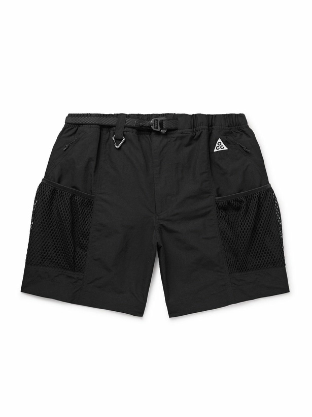 Photo: Nike - ACG Snowgrass Straight-Leg Mesh-Trimmed Belted Nylon Shorts - Black
