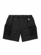 Nike - ACG Snowgrass Straight-Leg Mesh-Trimmed Belted Nylon Shorts - Black