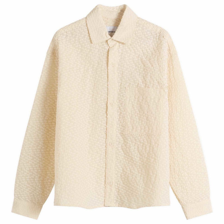 Photo: MKI Men's Ribbon Jacquard Box Dress Shirt in Ecru