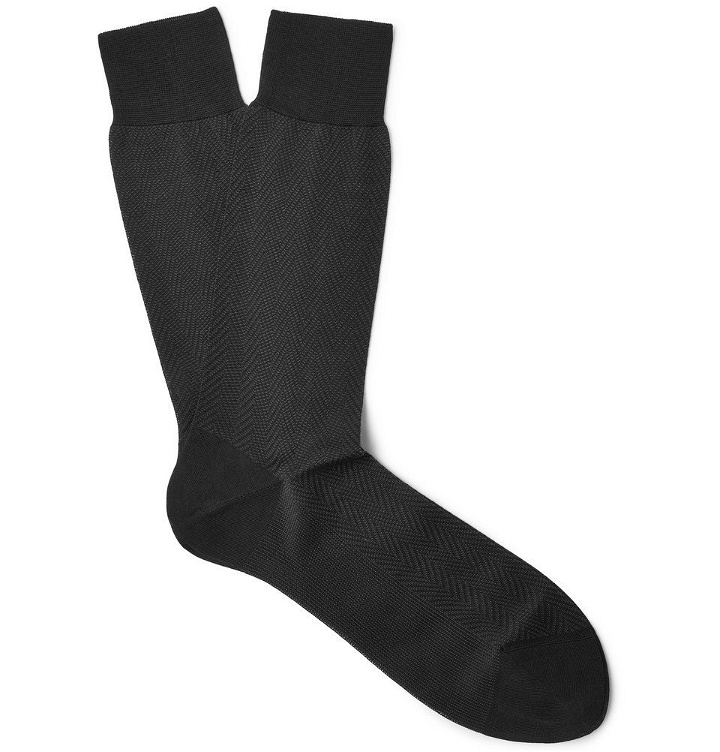 Photo: TOM FORD - Herringbone Cotton Socks - Men - Black