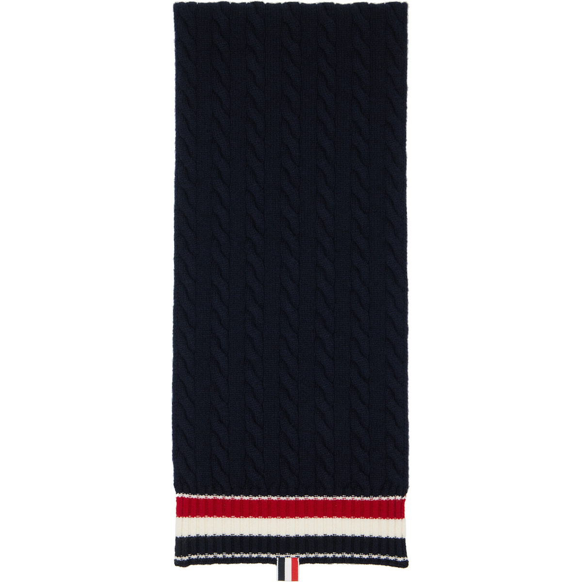 Thom Browne Navy Cable Knit Wool Scarf