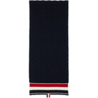 Thom Browne Navy Cable Knit Wool Scarf