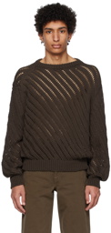 LEMAIRE Brown Diagonal Sweater