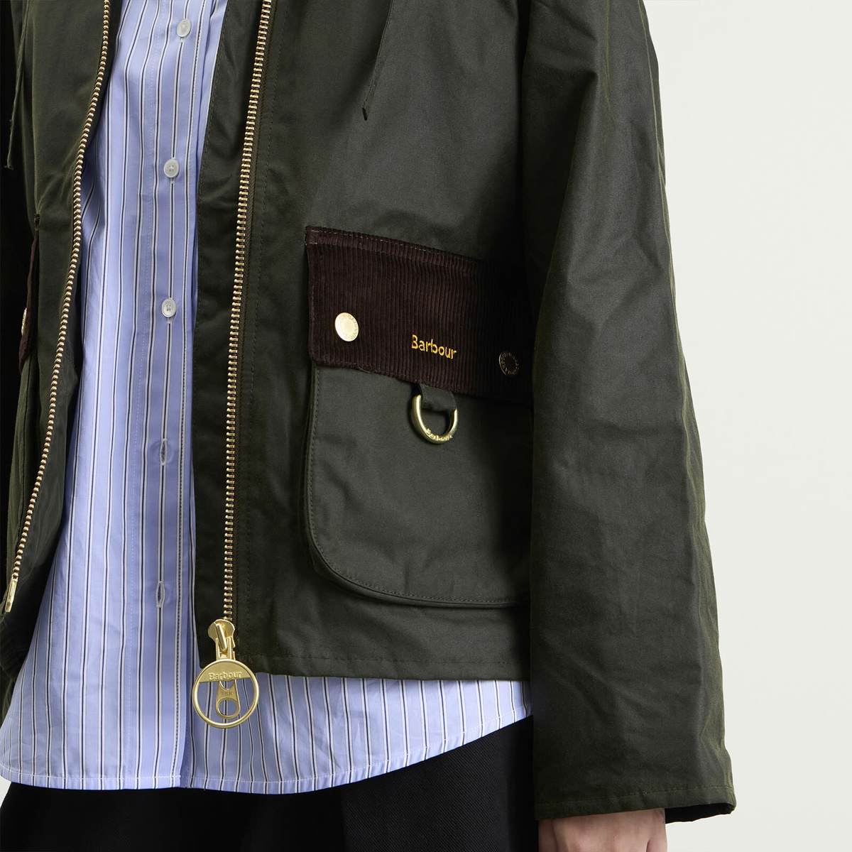 Barbour Women's Carville Wax Jacket in Fern/Shadow Classic