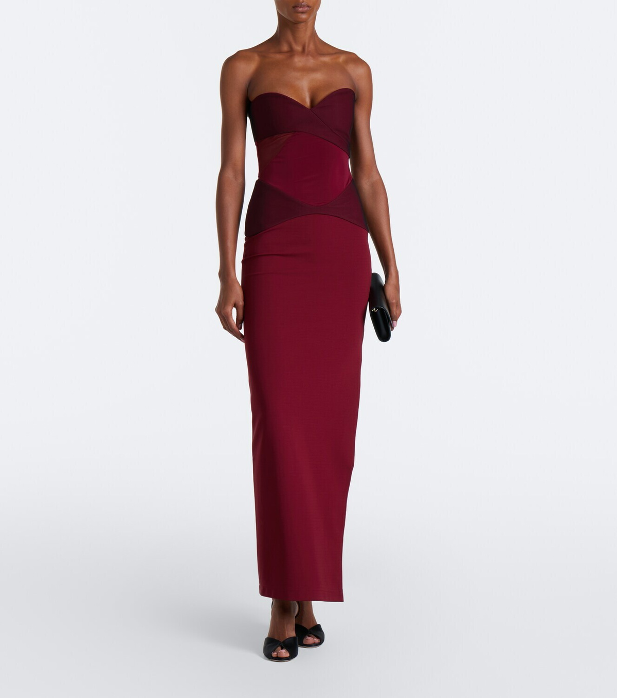 Nensi Dojaka Paneled strapless gown