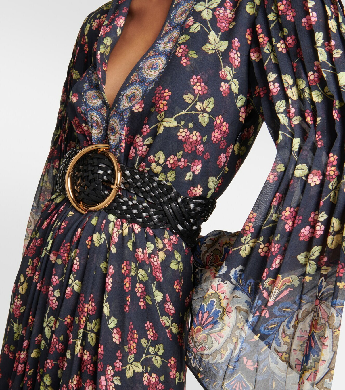 Etro Turquoise Leather Belted Jacket main image 1