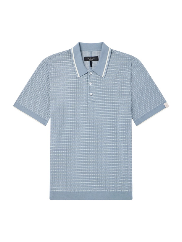 Photo: Rag & Bone - Harvey Ribbed Cotton-Blend Polo Shirt - Blue