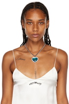 VETEMENTS Silver & Blue Crystal Heart Necklace