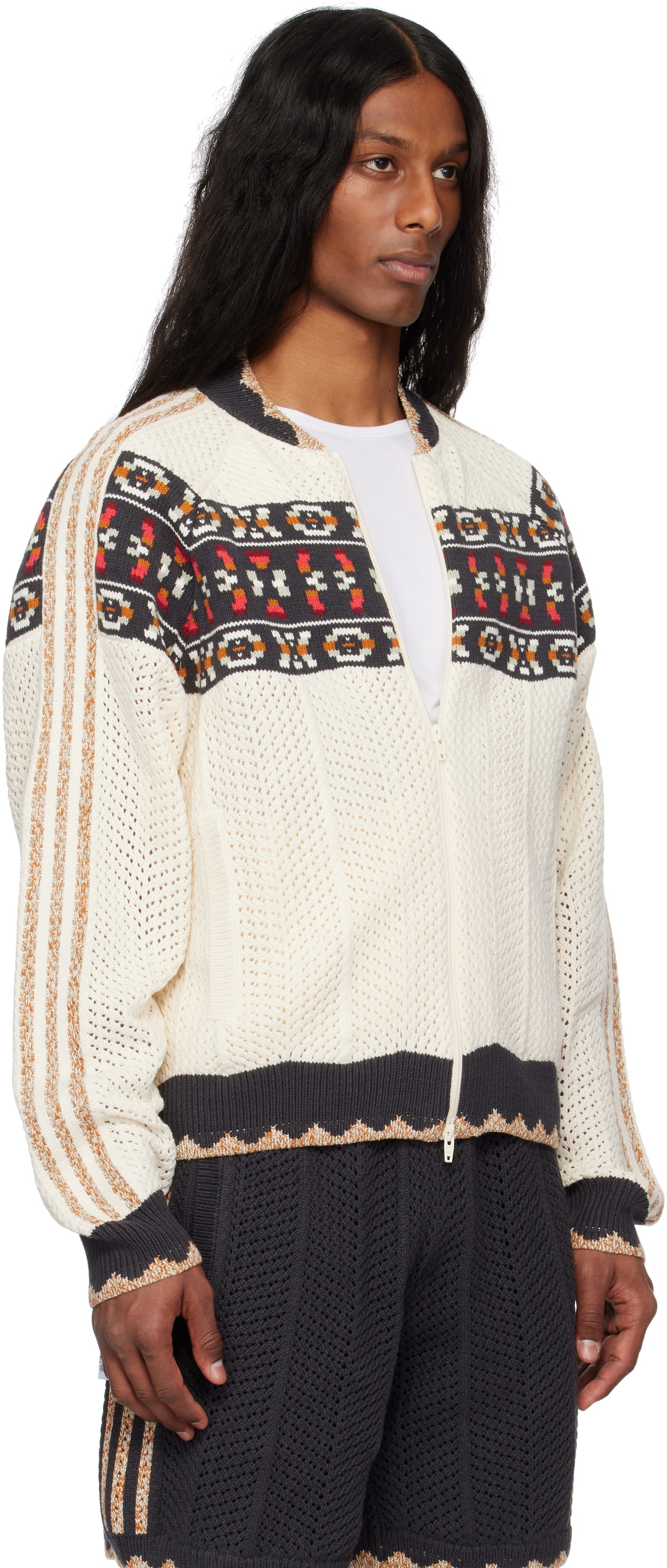 adidas x CLOT Crochet Track Top Beige x CLOT Crochet Shorts in