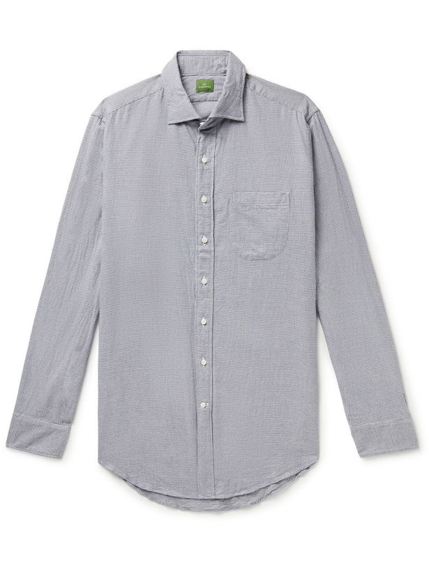 Photo: Sid Mashburn - Brushed Houndstooth Cotton Shirt - Blue