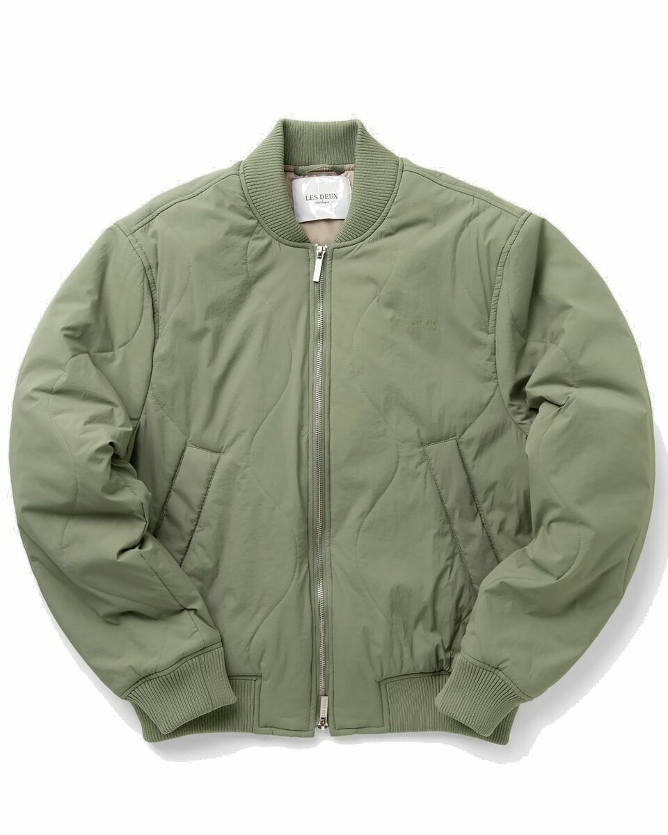 Photo: Les Deux Norman Quilted Bomber Jacket Green - Mens - Bomber Jackets