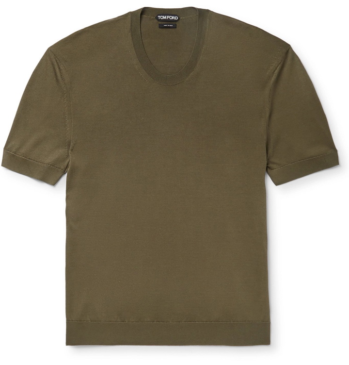 Photo: TOM FORD - Slim-Fit Knitted Silk T-Shirt - Green