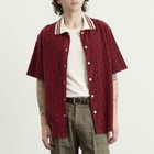Drôle de Monsieur Men's Monogram Shirt in Wine
