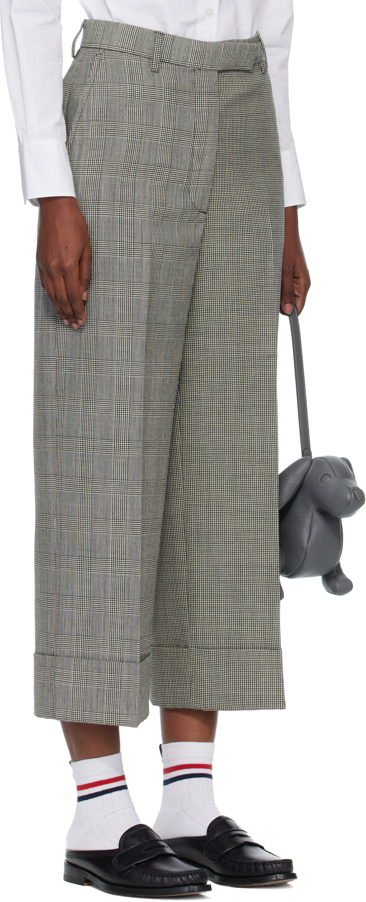 Thom Browne Black & White High Waisted Straight Leg Trousers