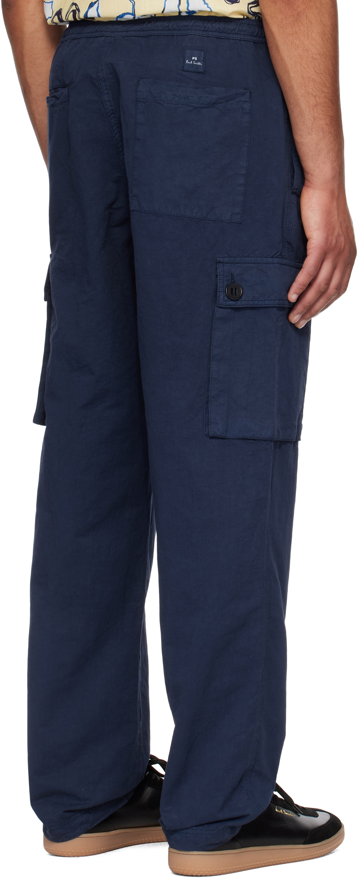 PS by Paul Smith Navy Cotton-Linen Cargo Pants
