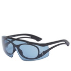 Alexander McQueen Men's Bio Injection Sunglasses in Black/Black/Blue 