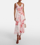 Monique Lhuillier Belted floral midi dress