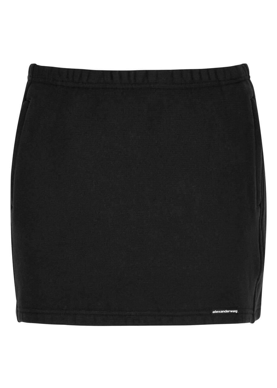 Alexanderwang.t Logo Cotton Mini Skirt Black