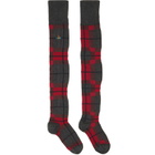 Vivienne Westwood Gray & Red Locharron Over The Knee Socks