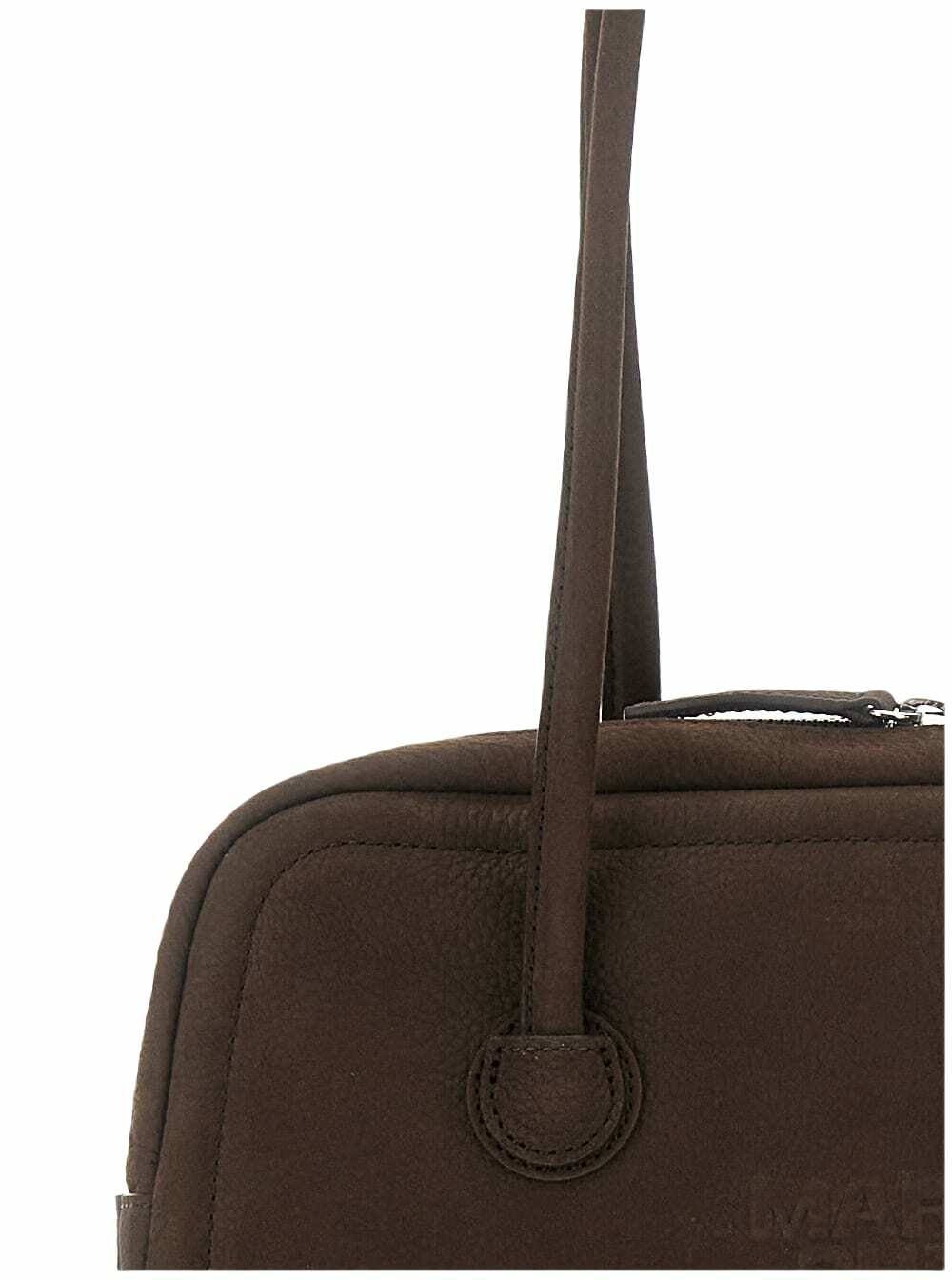 Marge Sherwood boston Grey Shoulder Bag With Embossed Logo Lettering On The Front In Leather Woman