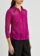 High Pronounce Ruched Lace Shirt Dark Pink