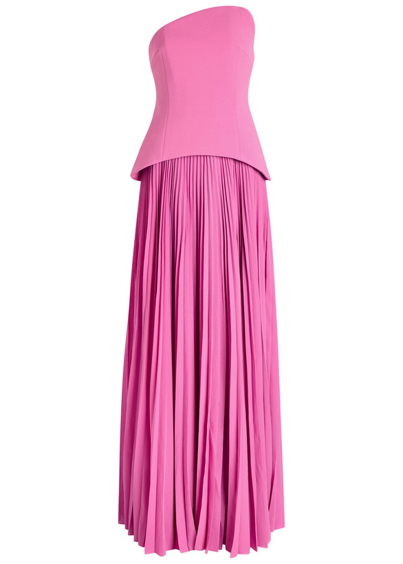 Photo: Solace London Britt Strapless Plissé and Crepe Maxi Dress Pink