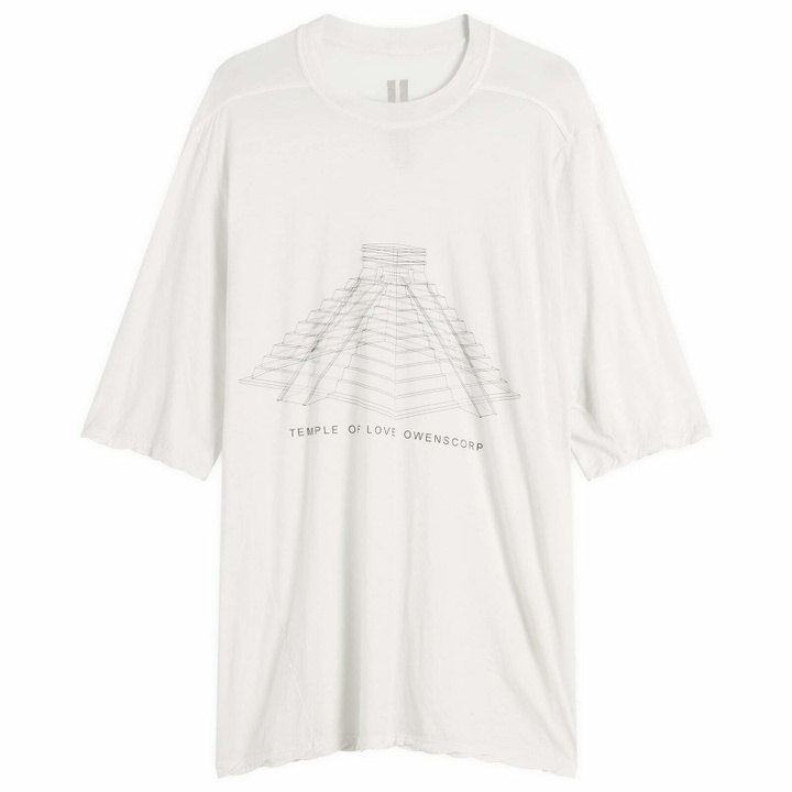 Photo: Rick Owens Men's Temple of Love Jumbo T-Shirt in Milk Wash/Black